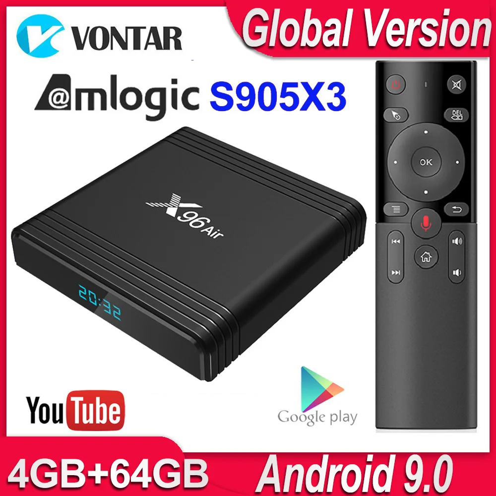 X96 воздуха Android ТВ Box 9 0 Amlogic S905X3 Смарт коробка 4K TV 4 Гб 64 X96Air ядра 2 4G & 5G Wi Fi BT4.1