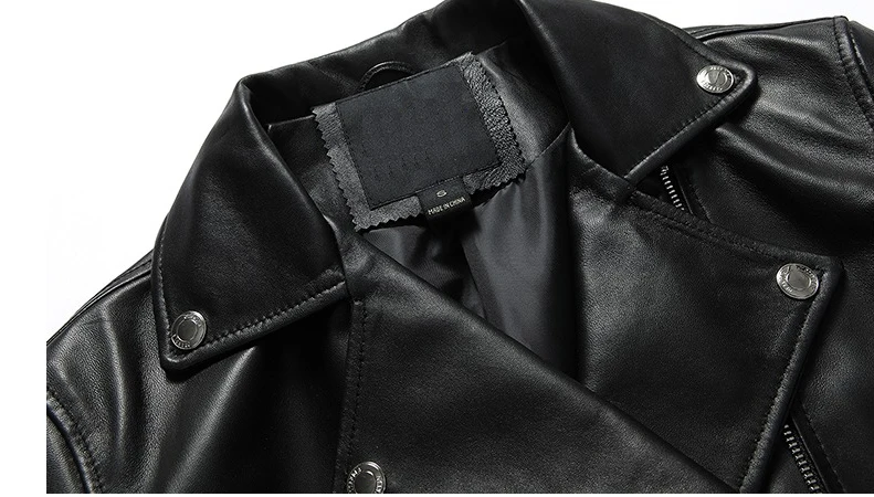 New arrival 2021 woman's fashion genuine real leather sheepskin motorcycle coats lady's branded jackets black plus oversize xxl
