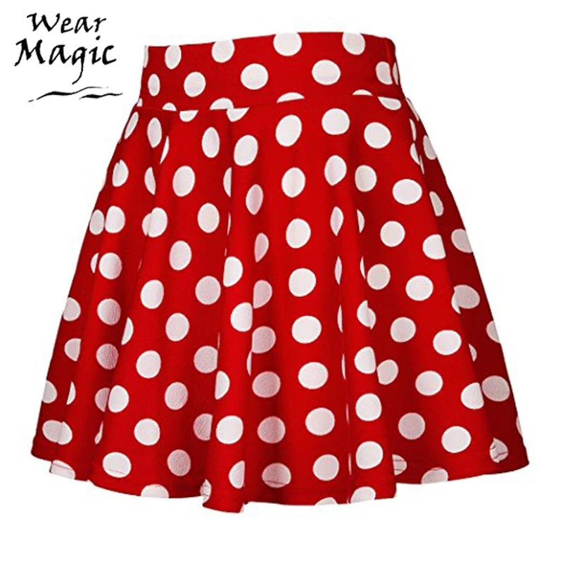 

Europe and America Summer Polka Dot Mini Big Hemline Skirt Red Short Skirt