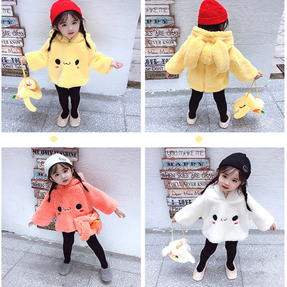 Осенне-зимнее пальто для маленьких девочек Новинка 2019 года милый кролик из