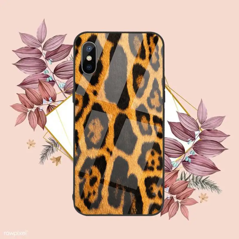

Fashion Tiger Leopard Print Phone Case Tempered glass For iphone 6 6S 7 8 plus X XS XR 11 12 mini PRO MAX