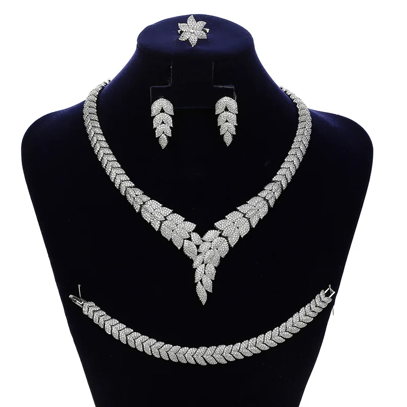 

Jewelry Sets HADIYANA Vintage Women Wedding Get Engaged Necklace Earrings Ring And Bracelet Set Zircon CN1820 Conjunto de joyas