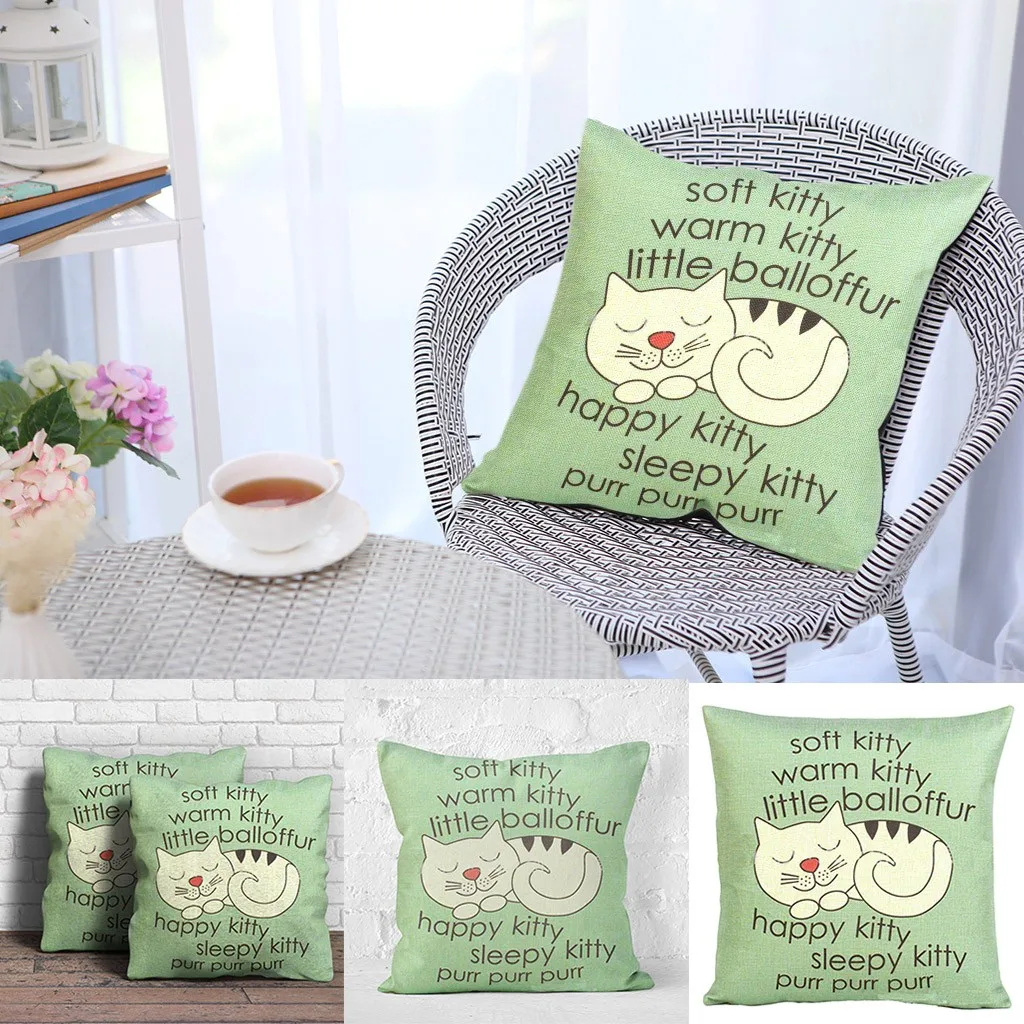 Спящий котенок наволочка с изображением кота декоративная подушка для дивана