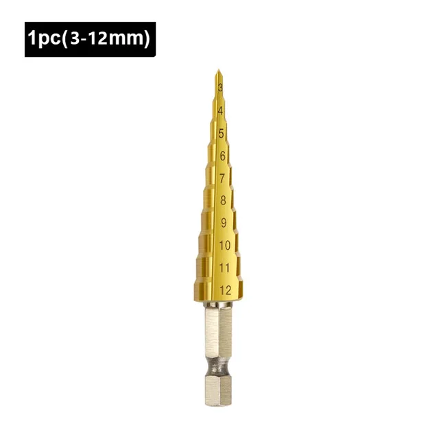 3-12MM 4-32 мм HSS 4241 с шестигранным хвостовиком Коническое титановое ступенчатое конусное сверло металлический Дырокол Мини дрель аксессуары для электроинструментов - Цвет: 3-12MM