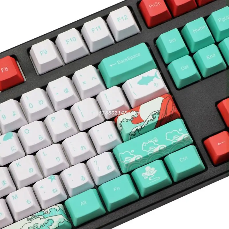 

110 Japanese OEM Dye Sublimation Ukiyo-e Sea Waves Keycap Mechanical Keyboard Dropship