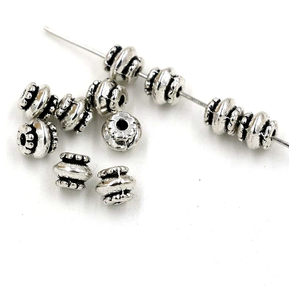 

150Pcs Alloy Dotted Beads Spacer 7mmX6mm For Jewelry Making Bracelet Necklace DIY Accessories za124