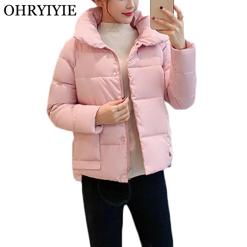 Ohryiyie свободные короткие женские куртки парки 2019 осень зима толстые теплые