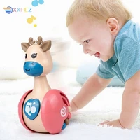 sliding deer baby tumbler rattle learning education toys newborn teether infant hand bell mobile press squeaky roly poly toy
