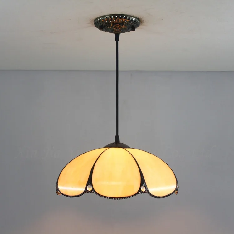 

Porch Corridor Corridor Bedroom Balcony Light Restaurant Light European-Style Simple Red Retro Baked Curved Art Glass Chandelier