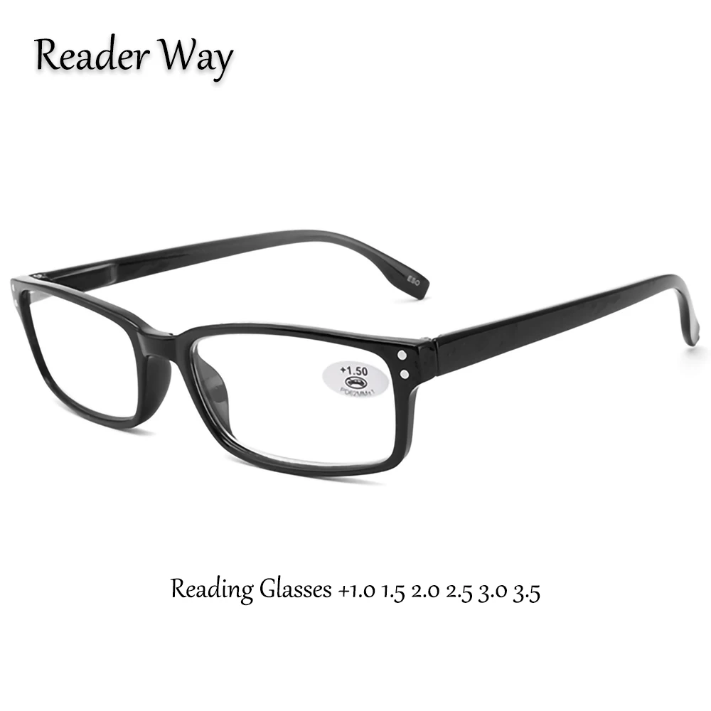 

Simple Men Reading Glasses Rectangle Black Frame High Quality Reader Eyewear Male Presbyopic Eyeglasses 1.0 1.5 2.0 2.5 3.0 3.5