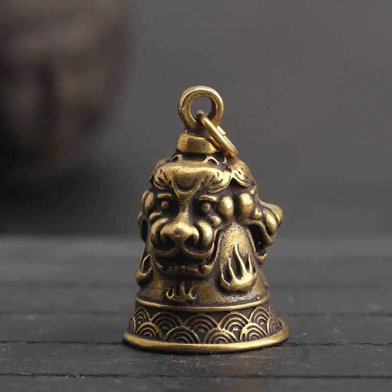 Медный колокольчик с тремя львами маленькие украшения настольные фэн шуй ретро