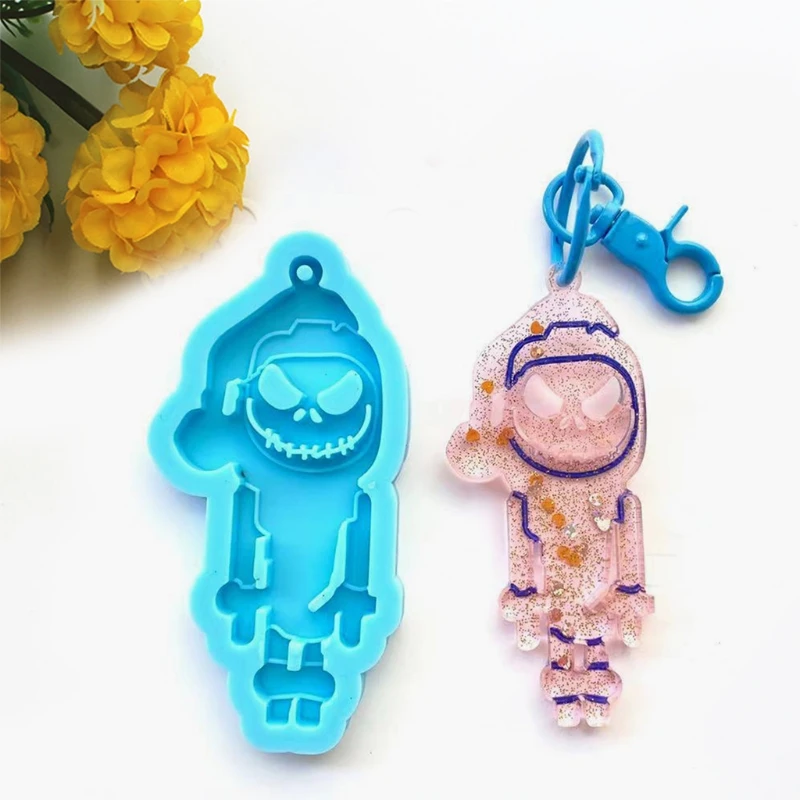 

Halloween Themed Skeleton Frame Keychain Epoxy Resin Mold Jewelry Pendant Silicone Mould DIY Crafts Ornaments Mold