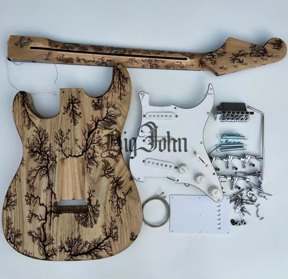 Новая полузаконченная электрическая гитара резьба по телу ST Ash & Гриф из клена