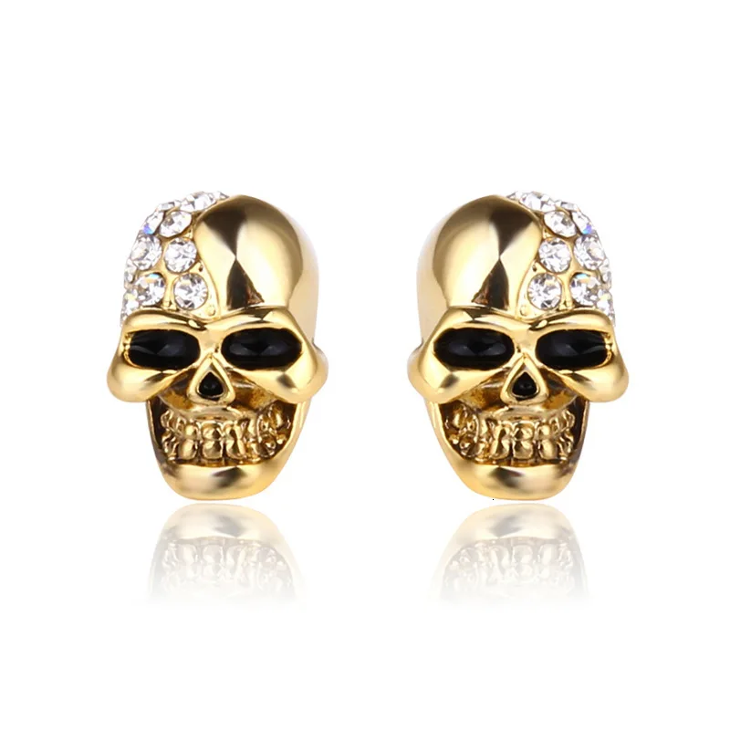 

Halloween Horror Skull Stud Earrings Jewelry Rhinestone Skeleton Head Gothic Punk Earrings Halloween Party Jewellery