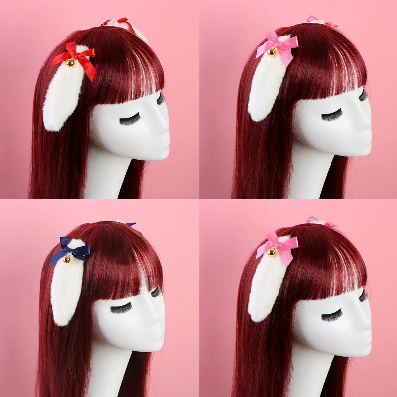 

1Pair Bunny Ears Hair Clips Ribbon Bow Hair Clip Cosplay Costume Headwear Anime Cosplay