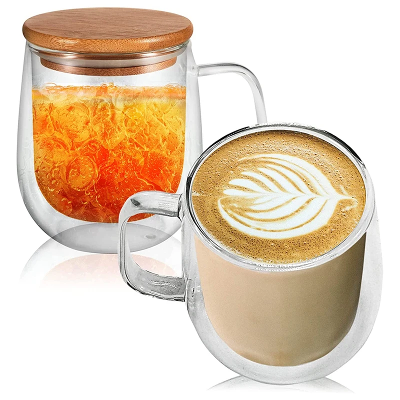 

Набор из 2 стеклянных прозрачных стеклянных кофейных чашек, прозрачная кофейная чашка