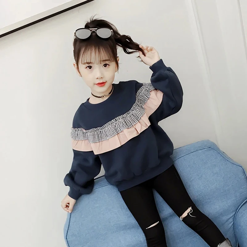 

Menoea Teenager Patchwork Sweatshirts Spring Fall Children's Clothes Long Sleeve Plaid Print Top Teen Girls Clothing Kids Tops
