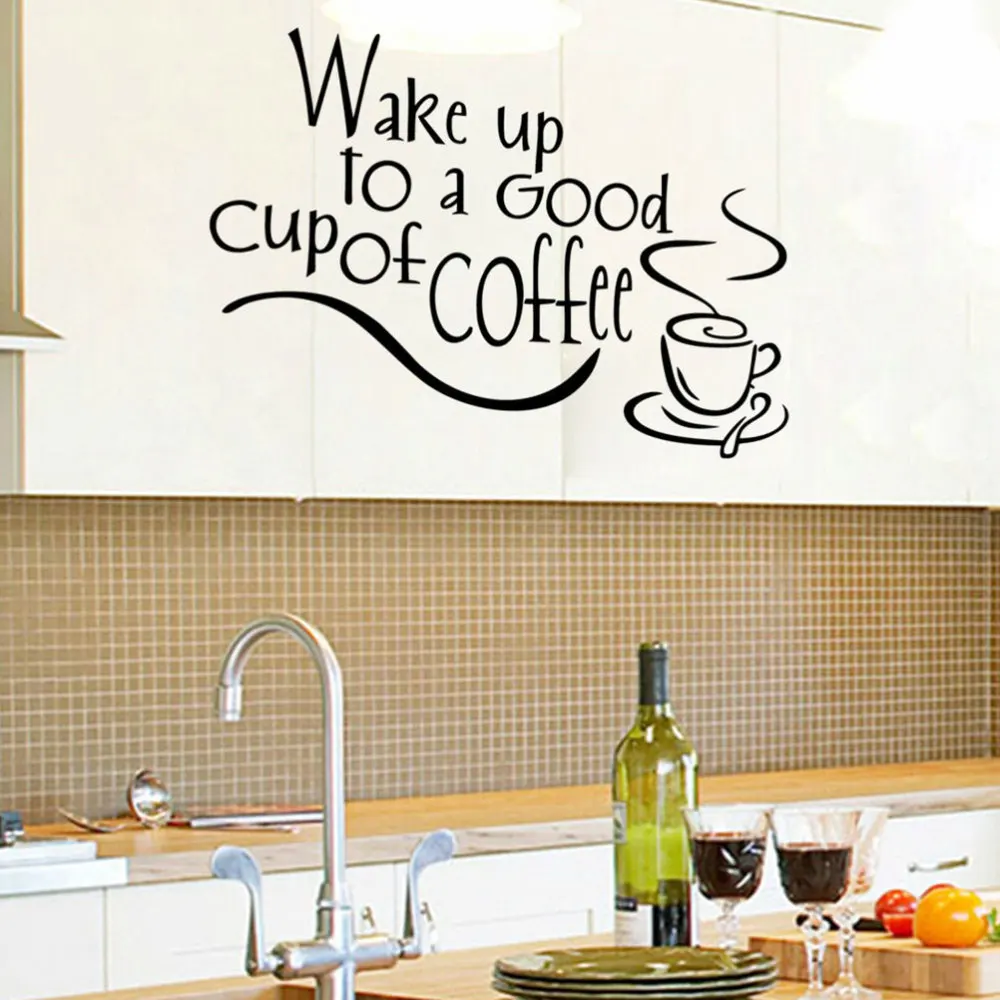 

1 Set of Coffee House Wallpapers Cafe Wall Decals Letter Style Pasters Room Background Decoration