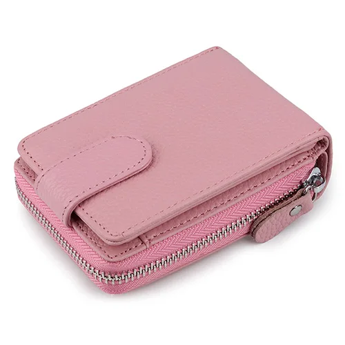 Pink Натуральная Кожа RFID Карты Кошелек С Портмоне Новые Поступления Повседневный Стиль Держатели Кредитных Карт Горячие продажи Случаи Карты - Цвет: Pink