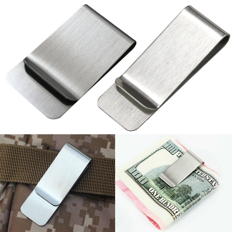 

Simple Metal Clip Money Clip Cash Credit Card Holder Wallet Stainless Steel for Women Men ALS88