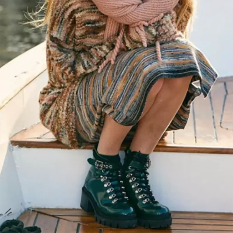 Женские мотоциклетные ботинки DAHOOD осенняя Боевая обувь из искусственной кожи с