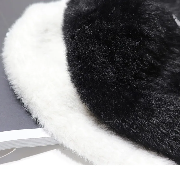 Women Autumn Winter Fashion Plush Warm Faux Mink Letter M Bucket Hat Standard Hat Bob Female Girls Fur Fisherman Hat Panama