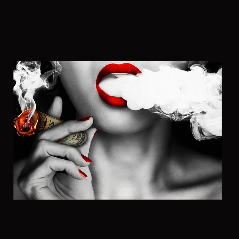 Точная печать на холсте картины женщины с огнем деньги фото для украшения дома