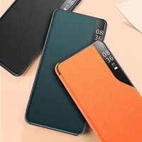 magnetic smart view window flip phone case for xiaomi 10 10t ultra redmi 8 8t 9a 9c note 9 9s pro max poco x3 nfc leather case