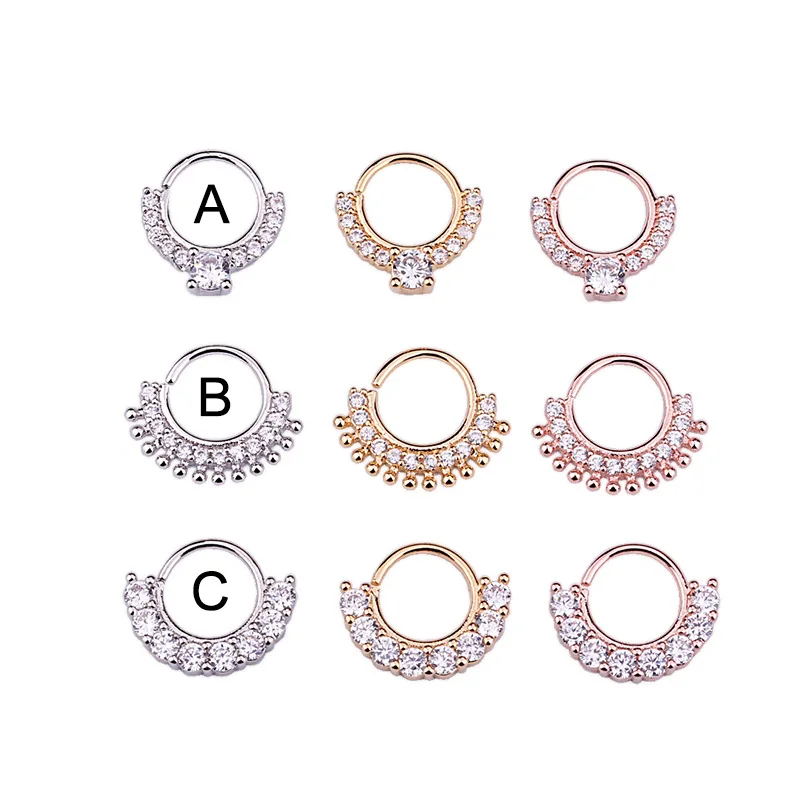 CZ серьги кольца прокалывание перегородки носа спиральный для хряща Daith ювелирные