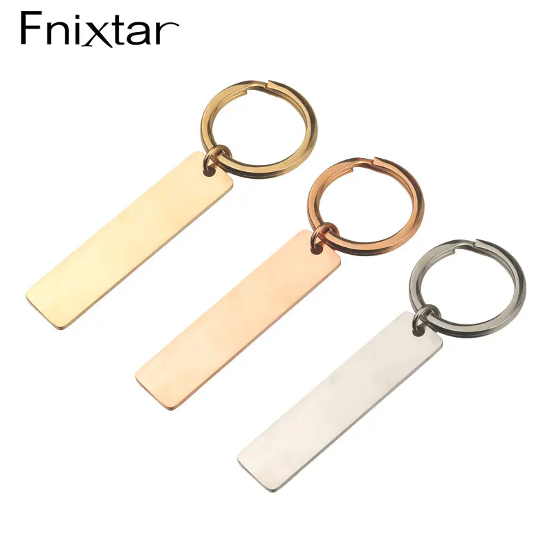 

Fnixtar 10Pcs 12*50mm Custom Name Blank Bar Hanging Keyring Mirror Polished Stainless Steel Key Chain For DIY Making Keychain