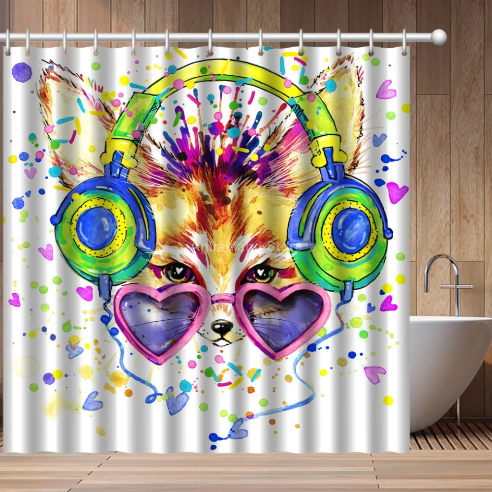 

Animals Dogs Colorful 3D Print Fashion Shower Curtain Bathroom Set With Waterproof Hook Bath Curtains Cartoon Kids African Fun