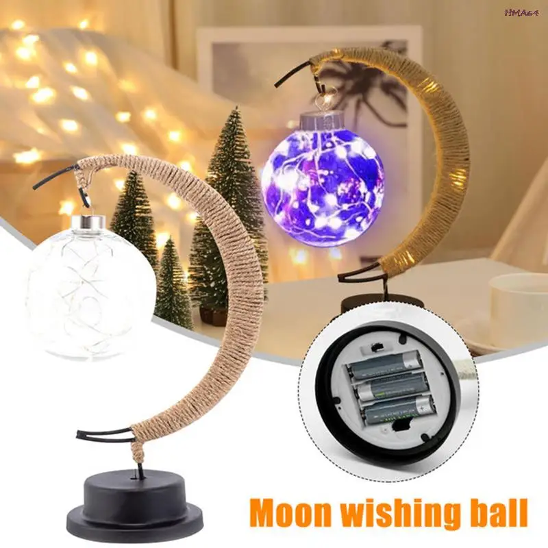 LED Moon Cane Filament Handmade Hemp Rope Night Light Sleeping Lantern | Лампы и освещение