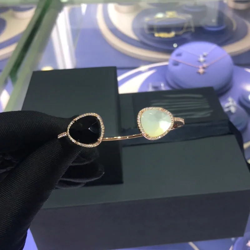 UMGODLY роскошный бренд черный белый камень браслет фианит открытый манжета для