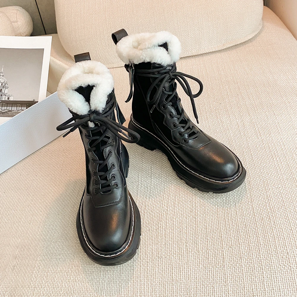 Женские сапоги на осень и зиму повседневныеполусапожки из натуральной кожи с