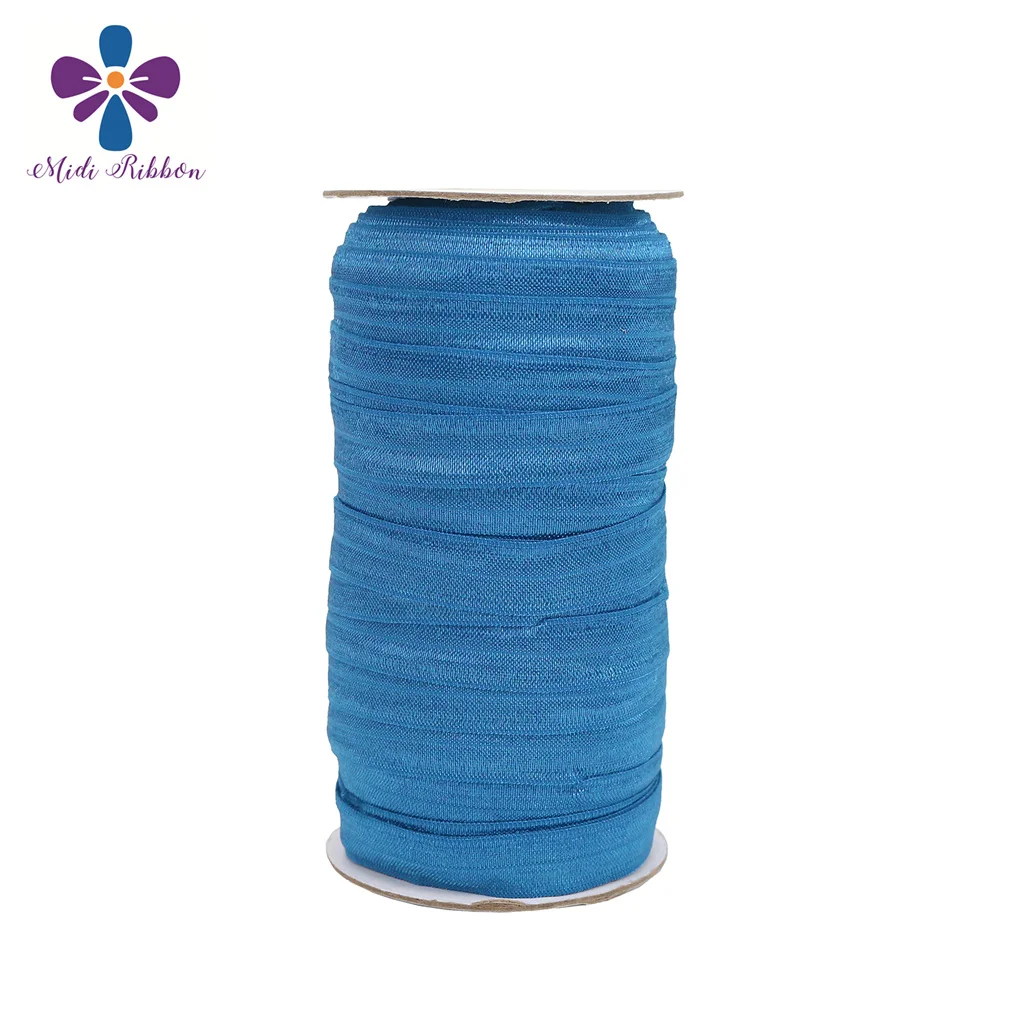

Aegen Blue 5/8'' 15mm Solid Plain Matt Fold Over Elastic FOE Elastic Ribbon 50y/lot handmade hair tie headband sewing supplies