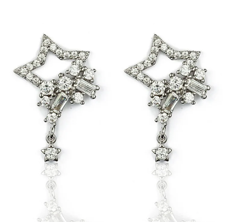 

Fashion Star Stud S925 Silver Needle Earrings Versatile Five Pointed Women's Exquisite Long Earrings