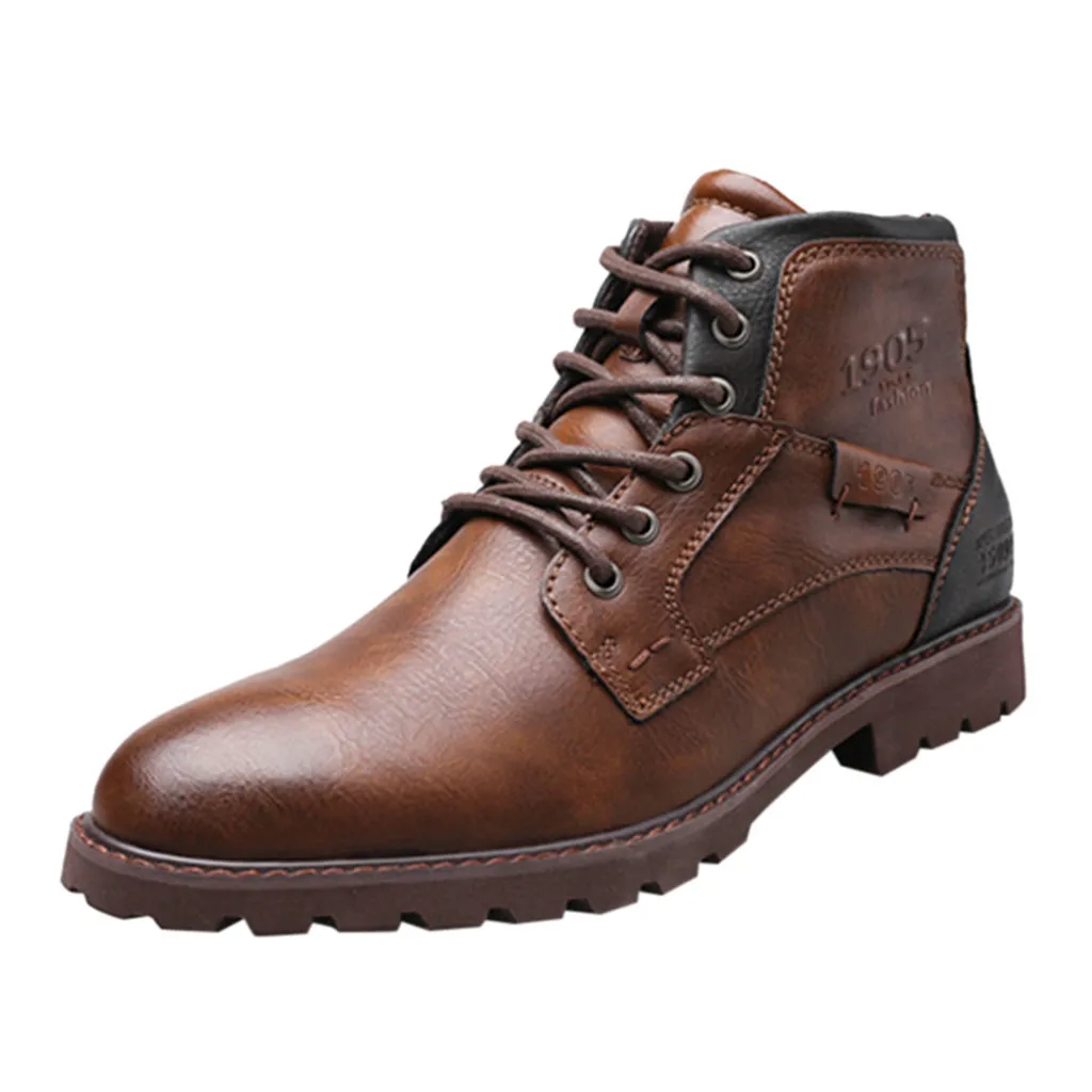 SAGACE/мужские кожаные ботинки высокого качества; сезон осень-зима; водонепроницаемые ботильоны на шнуровке; Ботинки martin на плоской подошве; ботинки для работы