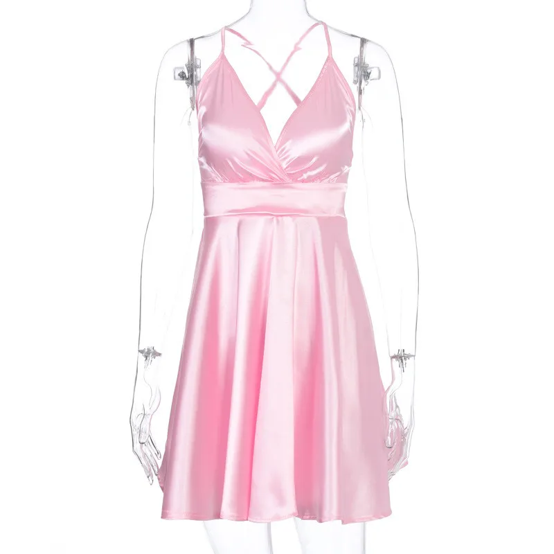 

Clytie Sexy Night Club Satin New Dress Women Streetwear Bodycon Women Spaghetti Strap Designer Party Female Backless Dresses