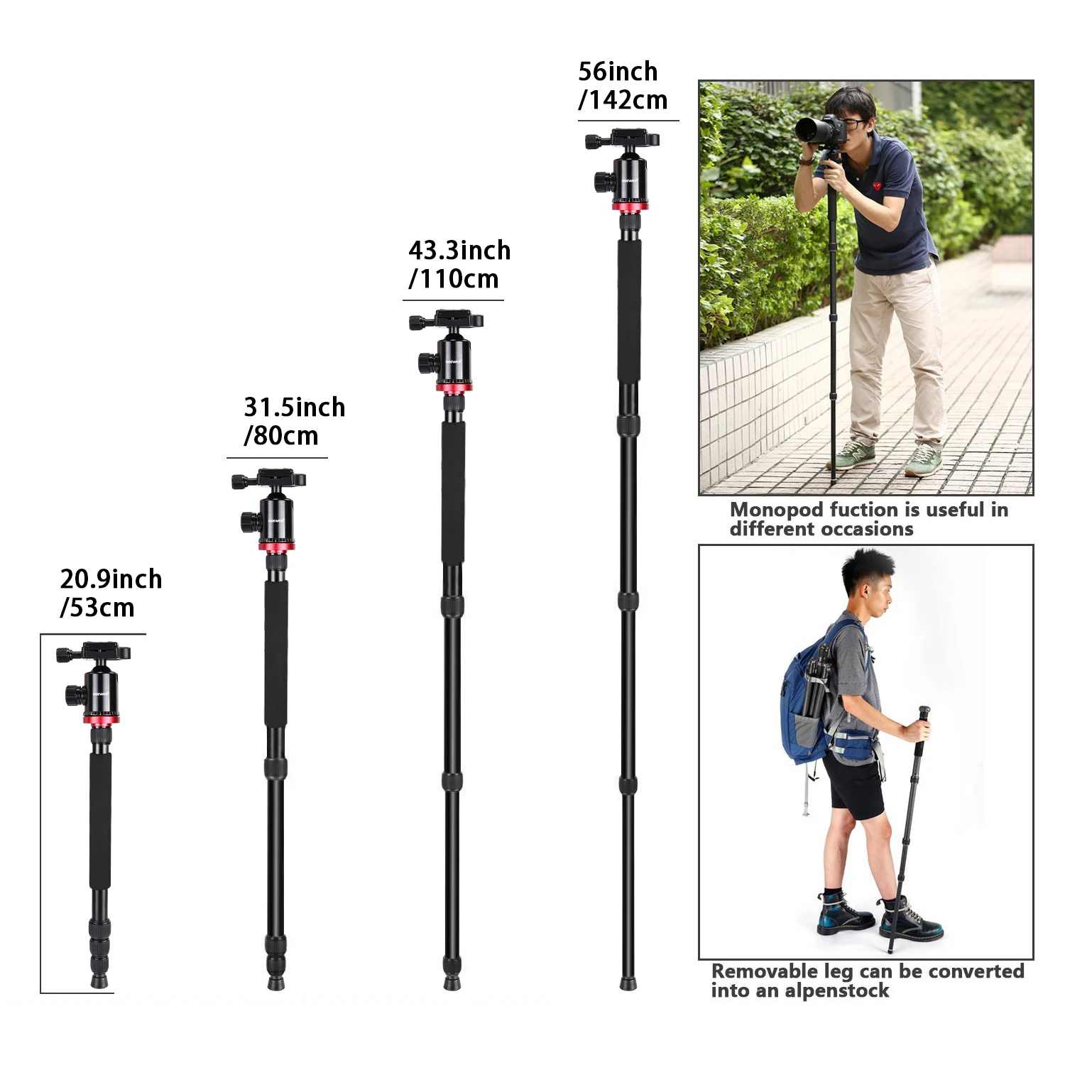 

Neewer Tripod Monopod with Rotatable Center Column for Panoramic Shooting - 360 Degree Ball Head for DSLR Camera Video Camcorder