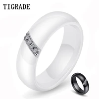 tigrade white ceramic ring for women man black wedding band 6mm width couple rings wholesale alian%c3%a7a de casamento drop shipper