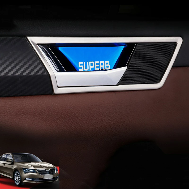 Lsrtw2017 внутренняя дверная панель из нержавеющей стали для Skoda Superb аксессуары для формовки интерьера