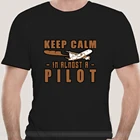 Забавная Мужская футболка с надписью KEEP CALM IM A PILOT, летная футболка с авиационным самолетом, хлопковая футболка с коротким рукавом и круглым вырезом, 100%