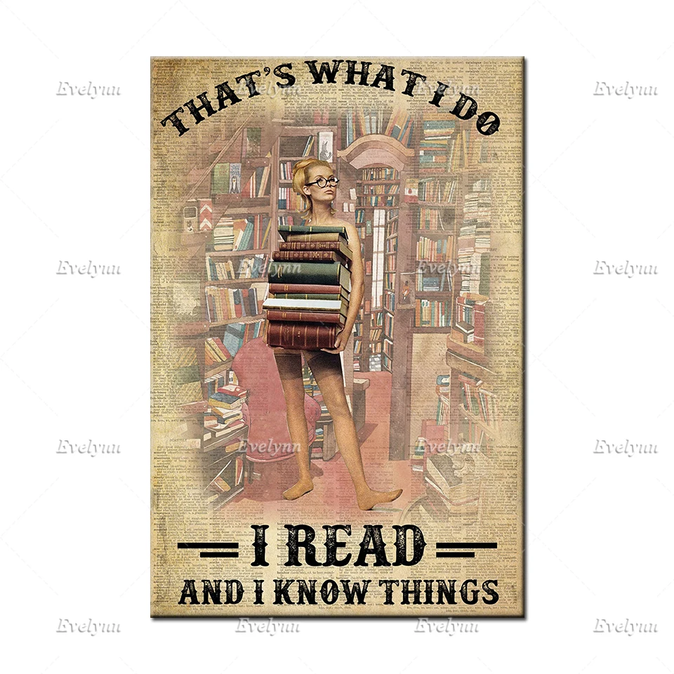 Ретро-постер с изображением девушки любви что я читаю и знаю вещи настенные