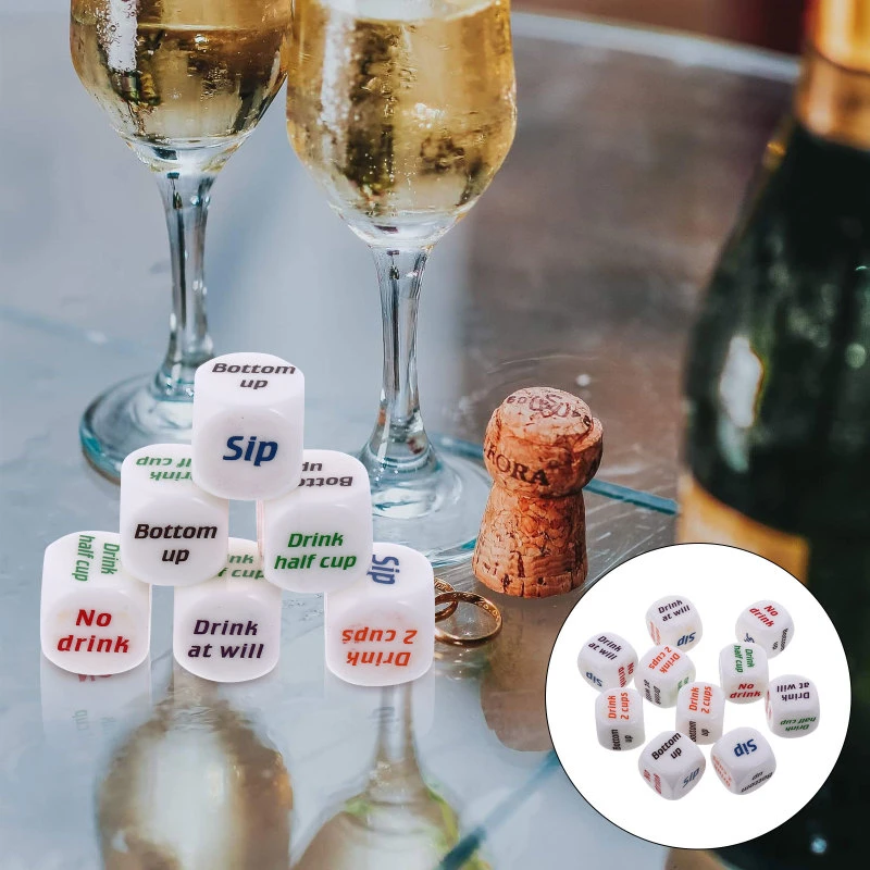 

5PCS English Dices Toy Color Printing Wine Multi Sides Friends Creative Acrylic Dice Party Drink Game Dices Toys Bar Accessories