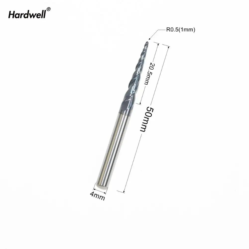 Бесплатная идентификация R0.5 * D4 20 5*50L HRC55 вольфрамовый твердый карбид с титановым