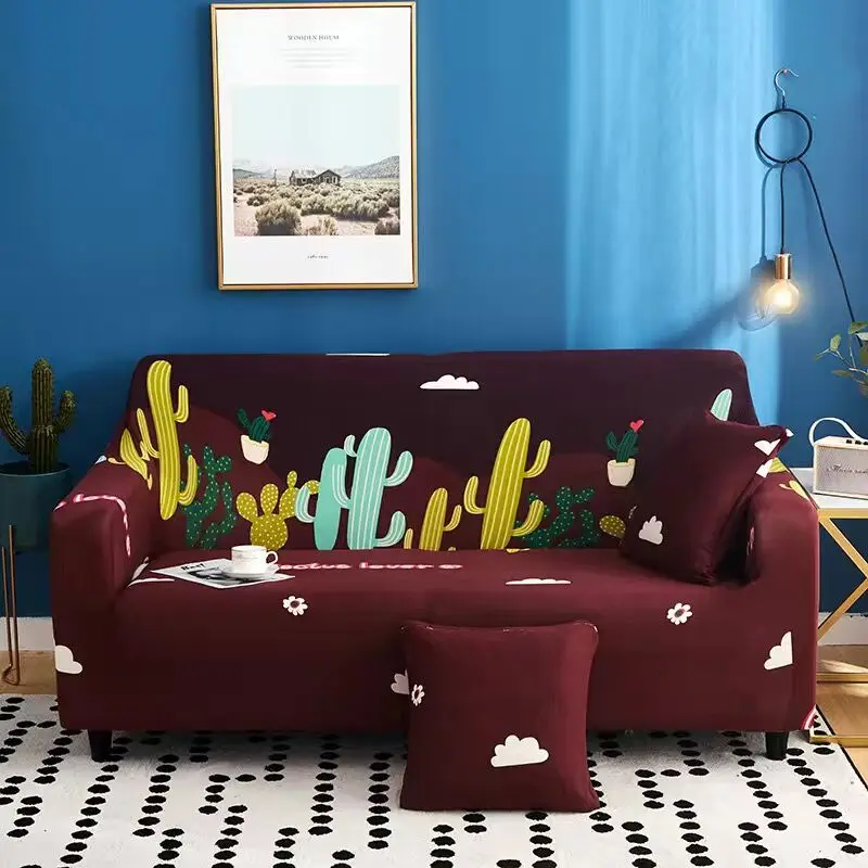 Эластичный чехол для дивана с принтом кактуса гостиной секционный эластичный