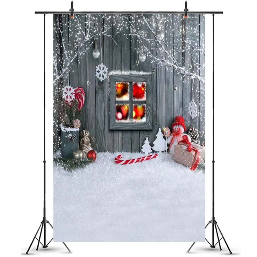

Рождественская елка подарки деревянная стена снег окно фотография фоны индивидуальные фотографические фоны для фотостудии