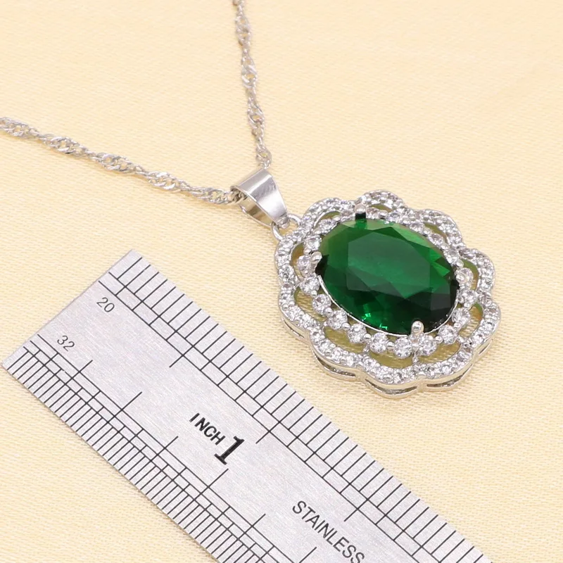 Зеленый полудрагоценный женский свадебный ювелирный набор из серебра 925 пробы