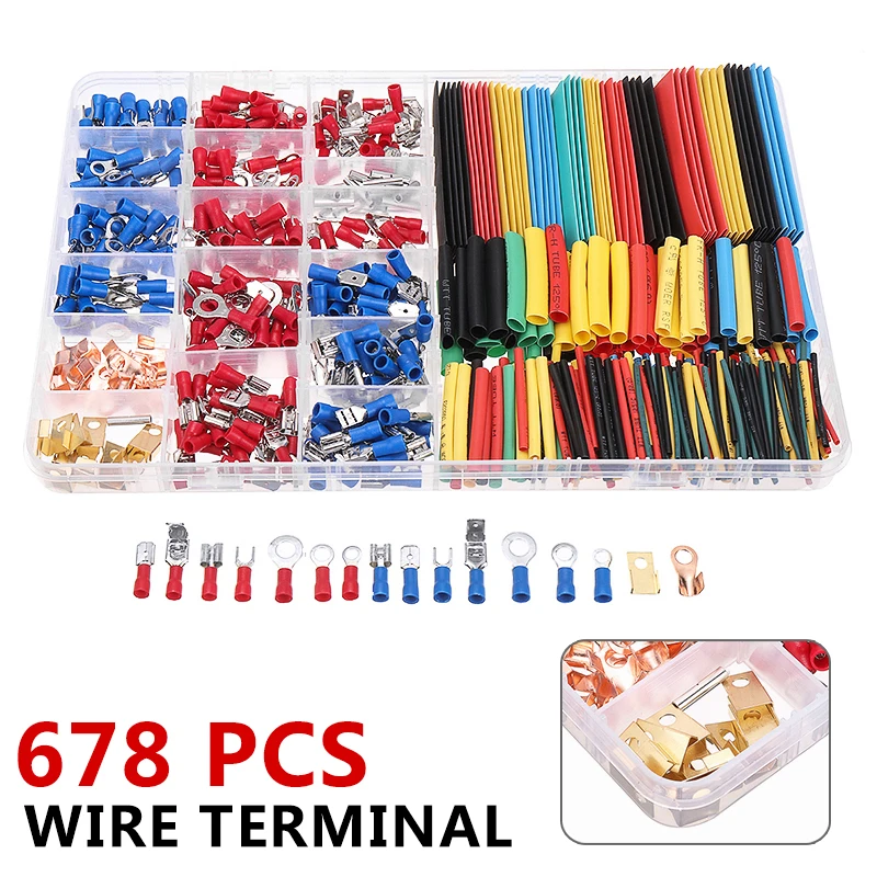 

Новые поступления, автомобильные клеммы для электрических проводов 678x, изолированные обжимные соединители, набор для установки в гаражи, э...