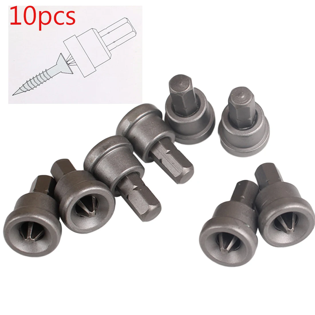 

10Pcs Set Depth Stop Plasterboard Screws Locating Screwdriver Bits PH2 Hex Shank Drywall Dimpler Bits Drilling Bits Tools 25mm